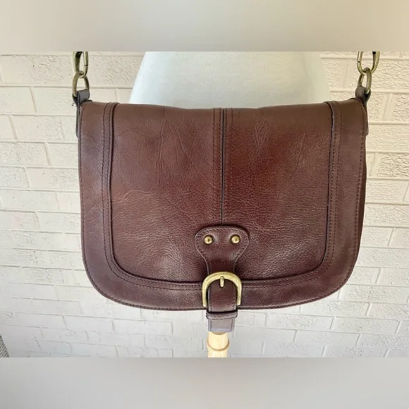 Pegabo Whisky Brown Leather Saddle Crossbody Shoulder Bag - Picture 1 of 10